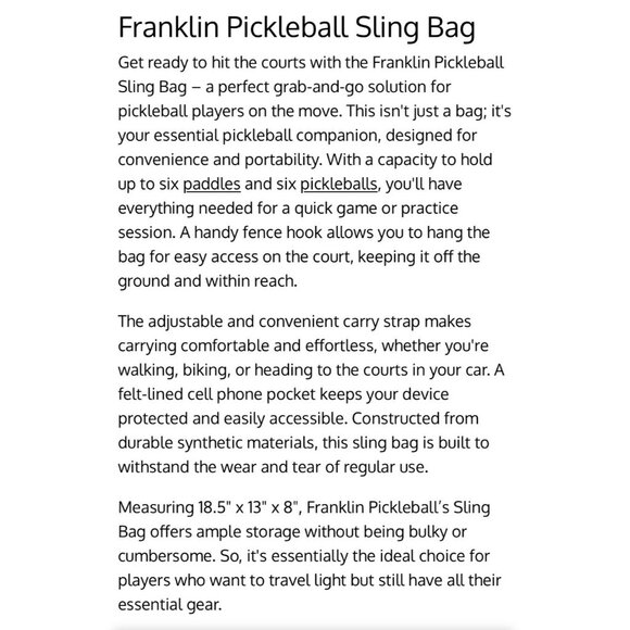 Franklin Pickleball Racket Case Bag NWOT Gray Pockets Shoulder Bag $36 - Picture 4 of 9